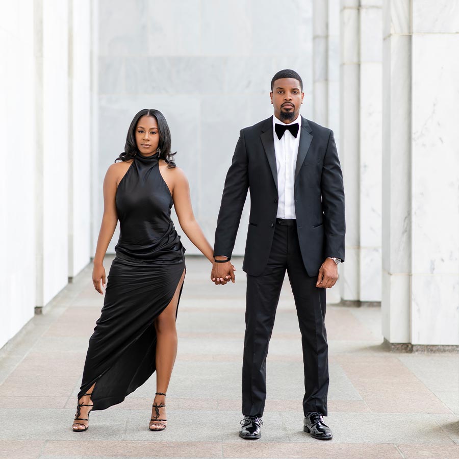 engagement photo in dc of Black couple