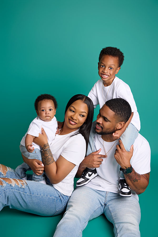 DMV studio family portrait with clean modern background