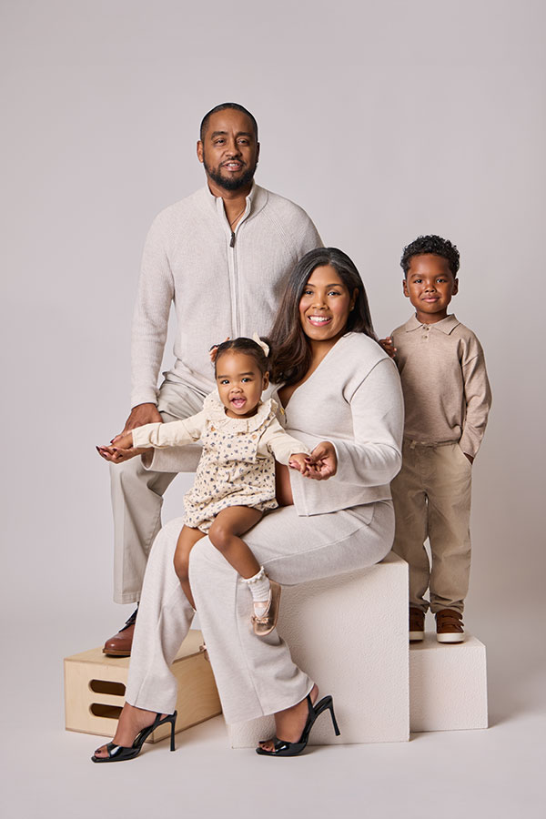 Fall family photos in Maryland with coordinated earth tone outfits