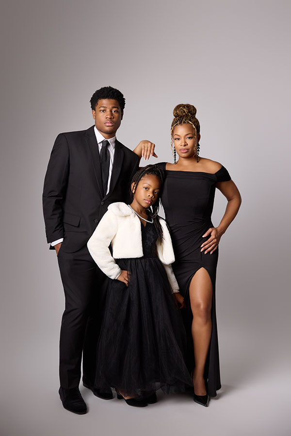 Upper Marlboro Black family portrait of mom and kids in studio